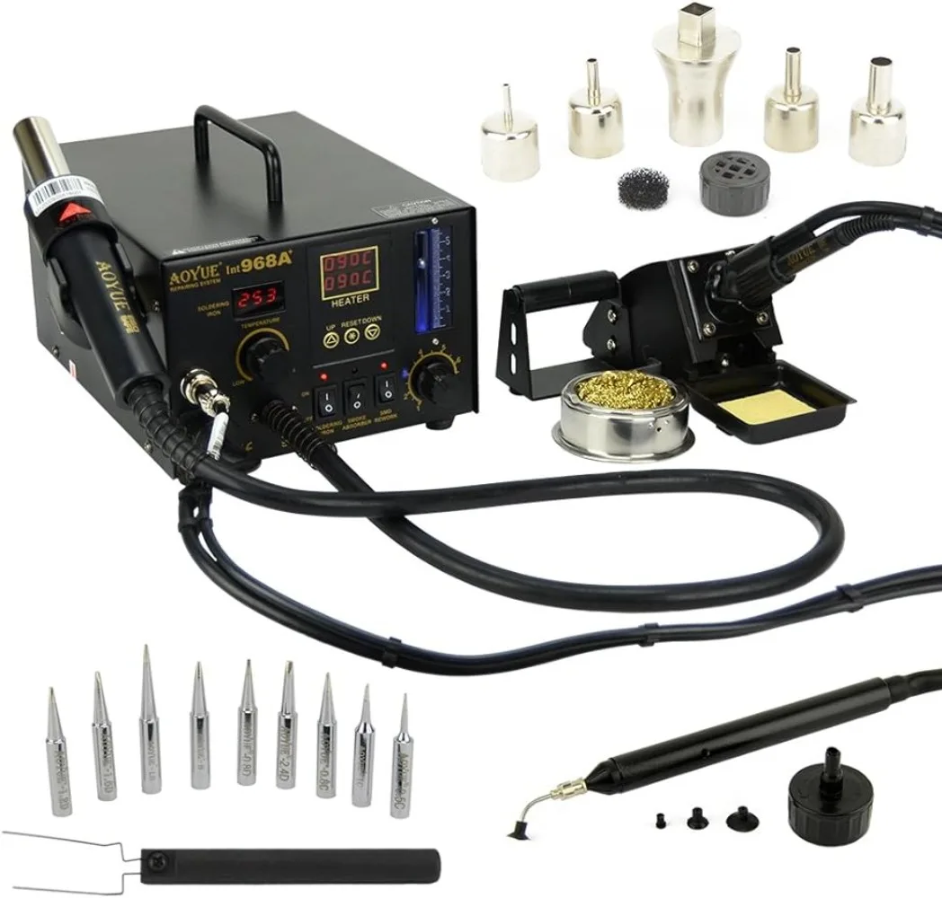 Professional SMD Digital Hot Air Rework Station with a Soldering Iron and Vacuum Pickup hot air soldering station