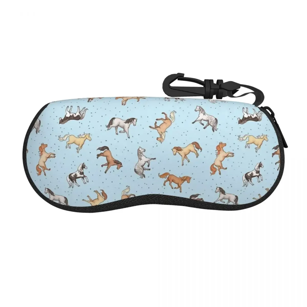 Scattered Horses Spotty On Light Blue Pattern Shell Glasses Case Protective Sunglasses Box Women Men Soft Eyeglass Bag Pouch