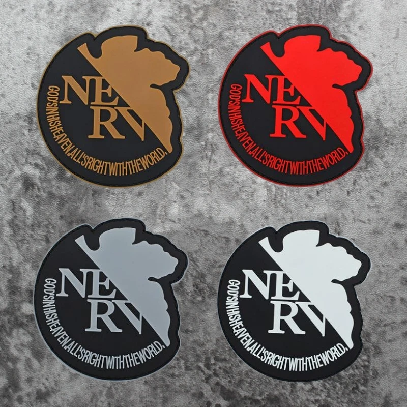 PVC Evangelion NERV Armband Military Tactical Patches Navy Luminous Morale Badge Red Hook&Loop on Backpack Clothes Stickers