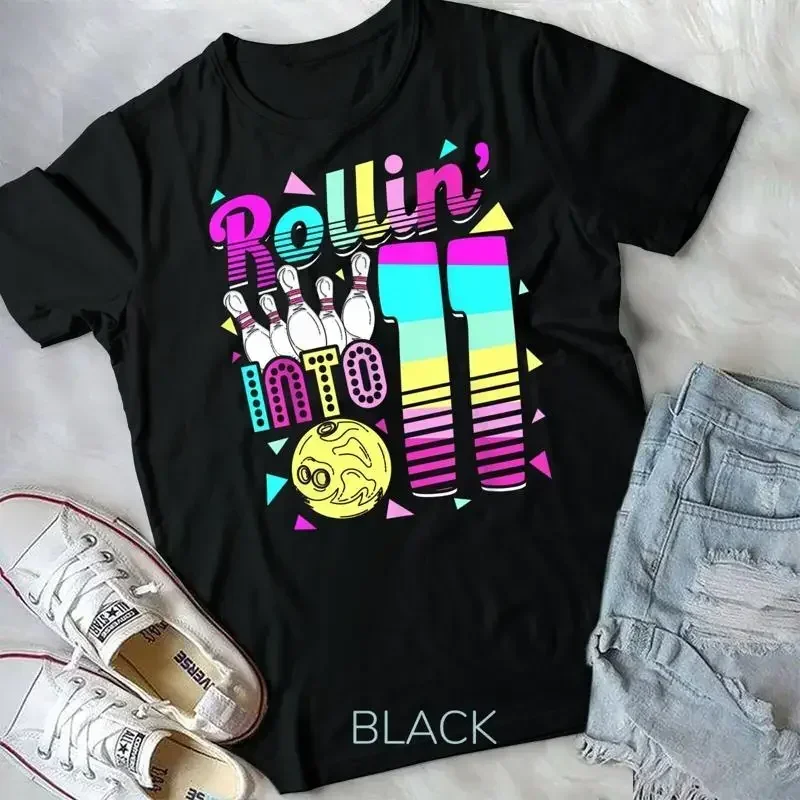 Rollin Into 11 Bowling Ball And Pins 11th Birthday Party Unisex T shirt