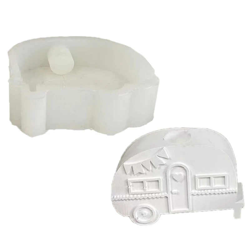 Bus Candlestick Mold Silicone Holder Mould Easy to Demold Moulds DIY Plaster Cement Home Ornaments