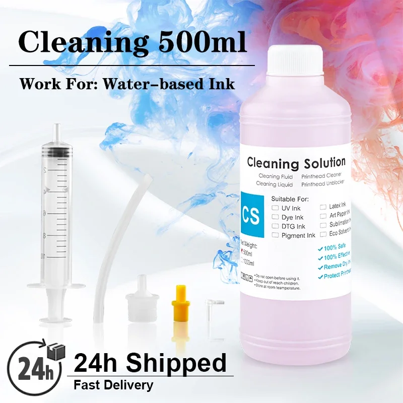 500ml Printhead Cleaner Dye Pigment Sublimation Ink Water-based Ink Cleaning Solution Clean Liquid For Canon/Brother/Epson/HP