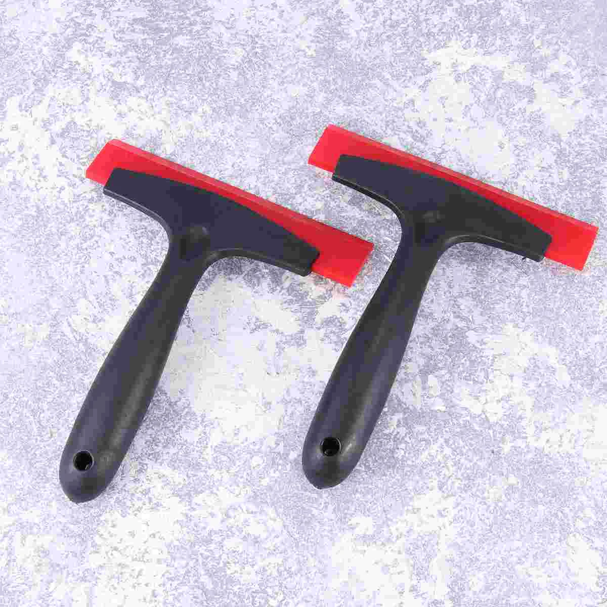 

2 Pcs Snow Car Snow Scraper Glass Protective Ice Spade Anti-slip Snow Cleaner for Windshield with Rubber (Red)