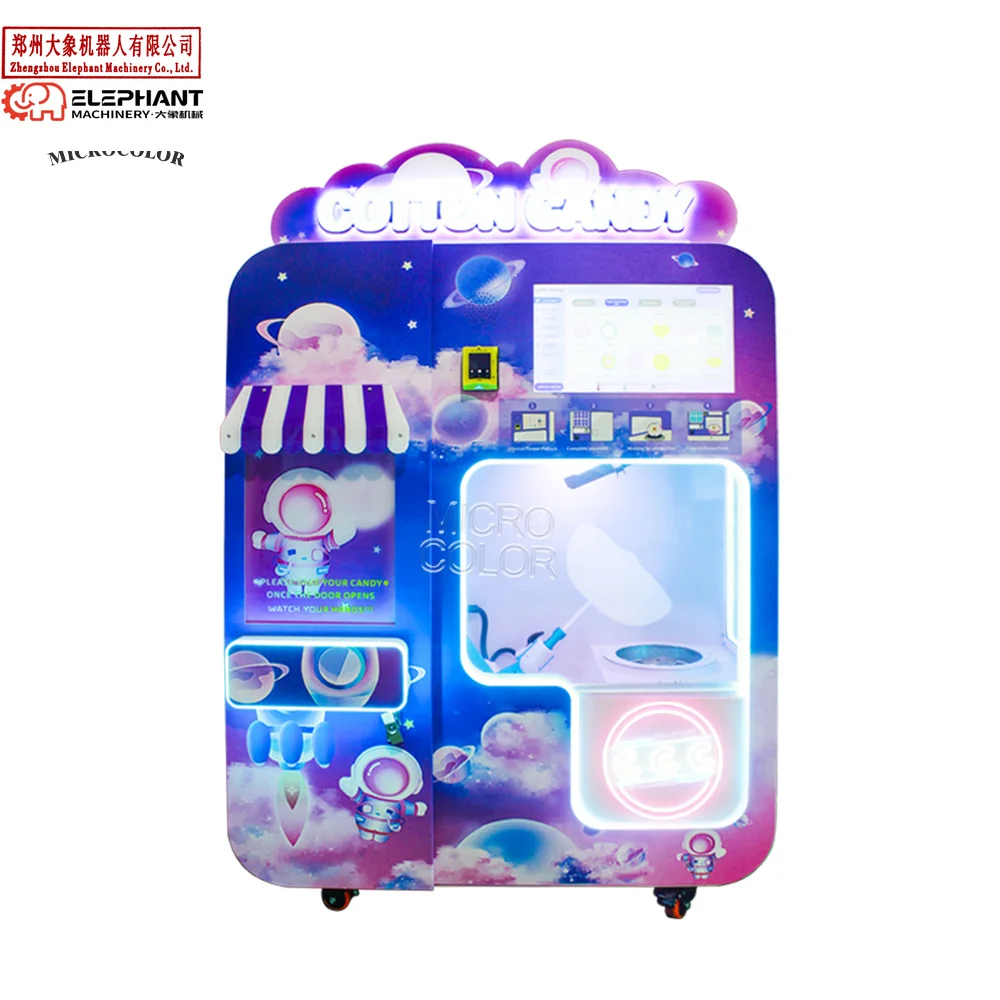 Customized Design Stickers Cotton Candy Machine Candy Floss Machine Automatic Cotton Candy Vending Machine New Multi-Payment Hig
