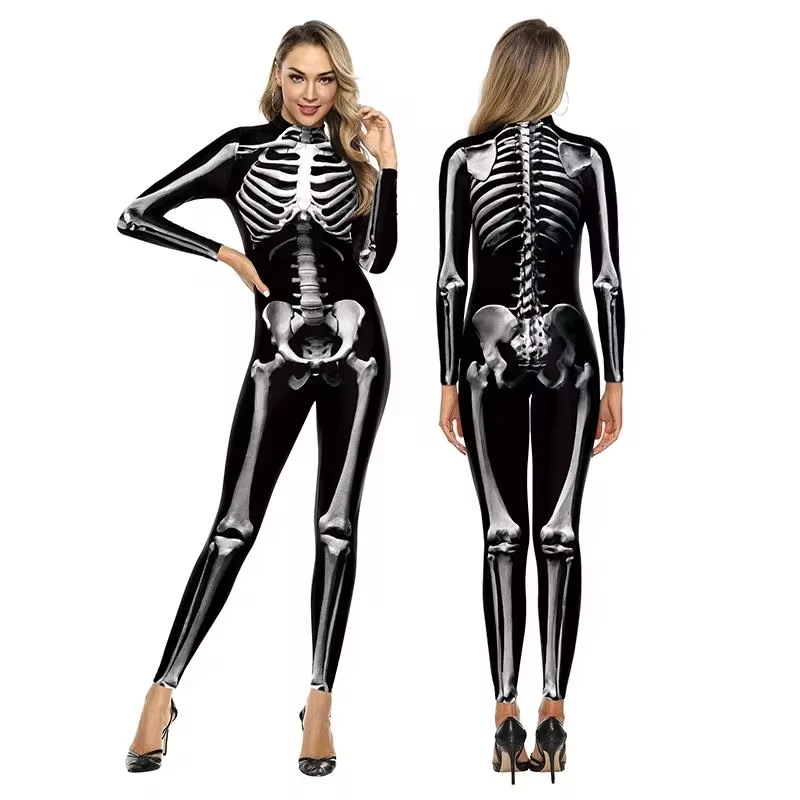 Halloween Carnival Party Women Sexy Suit Movie Role Play Line Color Pattern Print Tights Fancy Jumpsuit  Bodysuits Clothing Sets