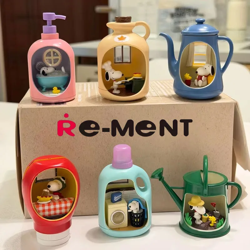 

Re-Ment Snoopy Life in a Bottle Happy Everyday Mini Diorama Figure Genuine Blind Box Terrarium Display Collection 6 Types