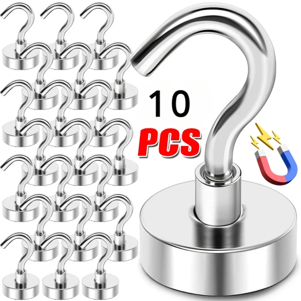 10/1Pcs Magnet Ring Metal Keys Holder Strong Magnetic Hook Iman Wall-Mounted Hanger Heavy-Duty Home and Decoration Clothes Hooks