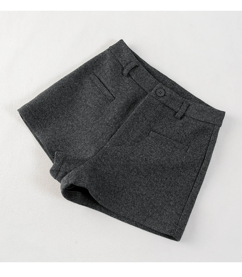 Heiße Mädchen-Shorts aus Wollmischung, elegante, hochtaillierte, schmale A-Linien-Shorts, stylisch, sexy, ultrakurz für Herbst und Winter – Detail 15