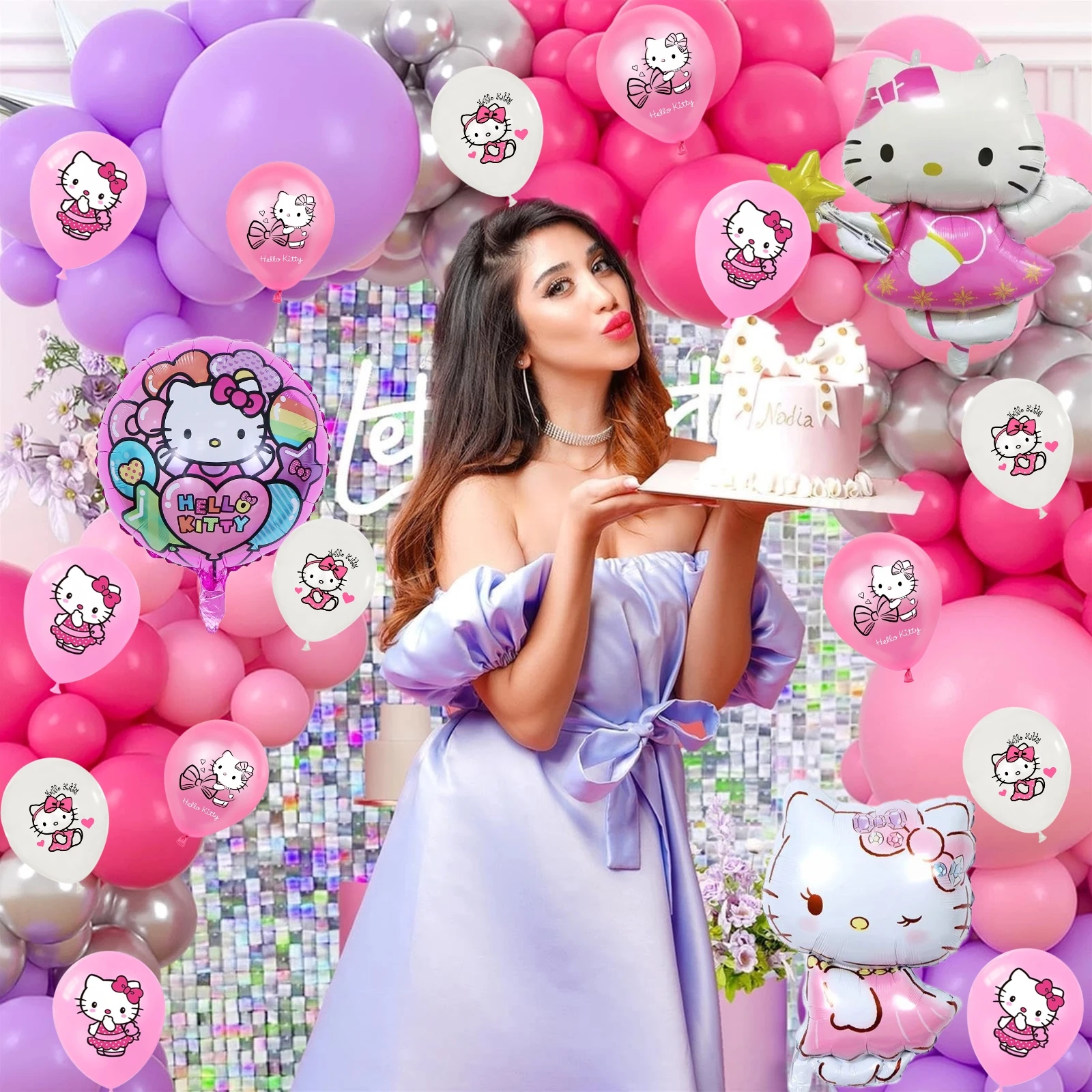 1Set Kawaii Anime  Balloon Set Kids Birthday Party Decoration Globos Cute Cartoon Hello Kitty Kuromi Baby Shower Supplies Gifts