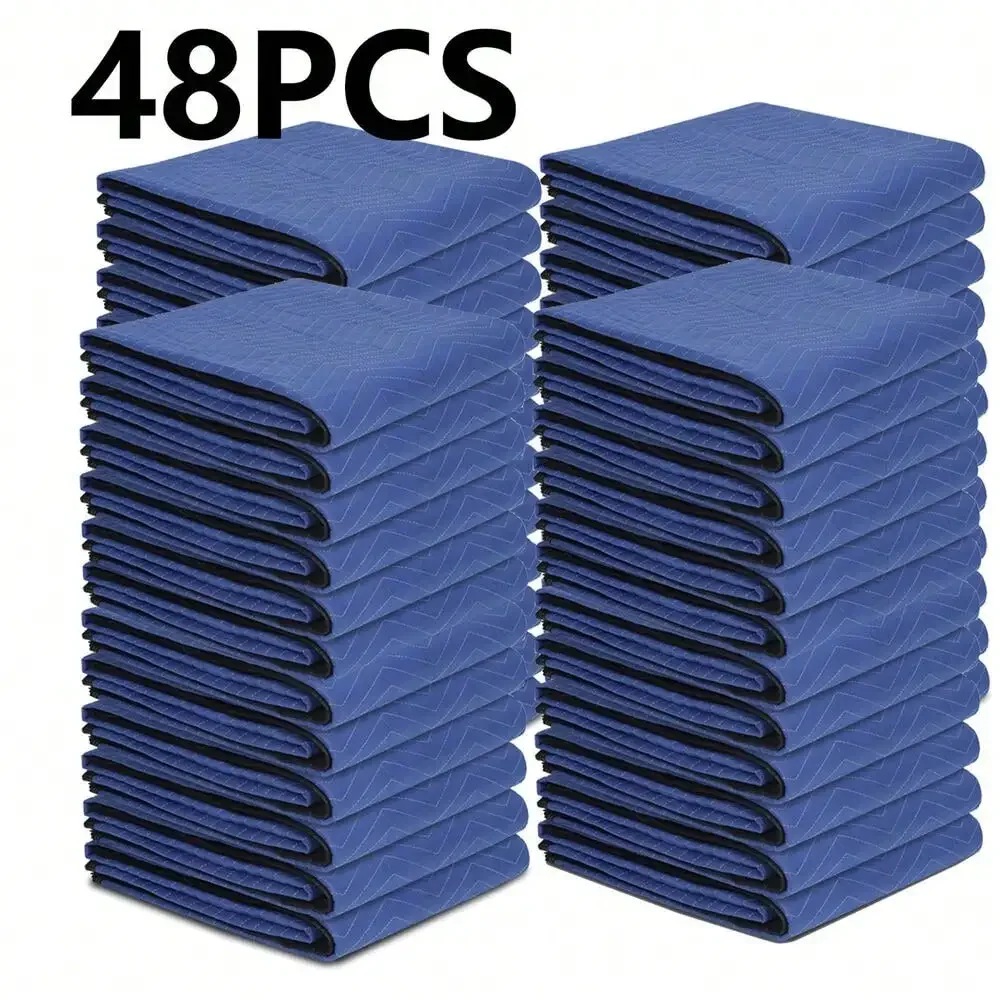 48 Pack Moving Blankets 80" x 72"(35 lb/dz) Heavy Duty Quilted Pro Shipping Pads