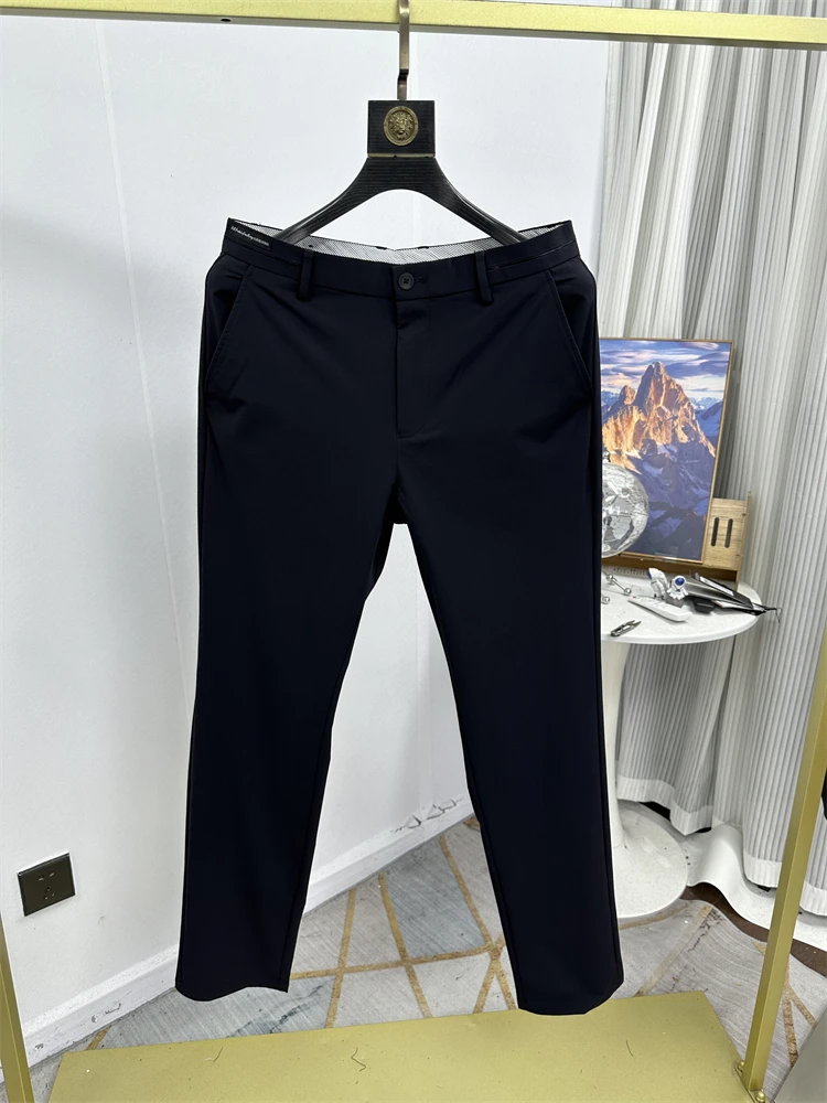 

Шелковые повседневные брюки для мужчин: гладкие, эластичные, немнущиеся, для работы и отдыха, весна-лето, новинка