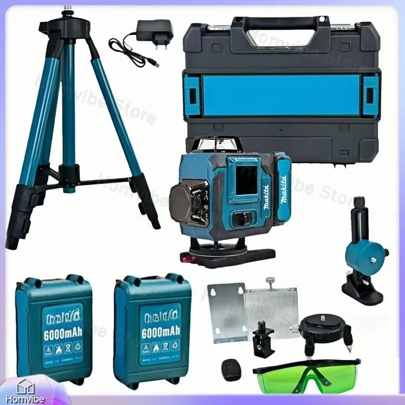 Professional 360 Degree Self-Leveling Laser Level Kit with 2 Batteries Toolbox Tripod for Home Decoration DIY Construction