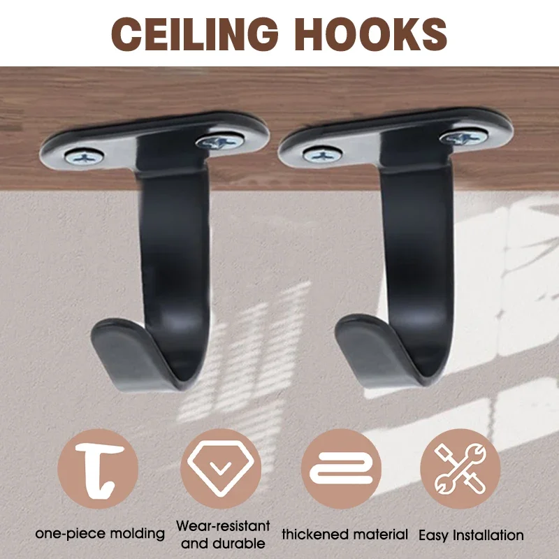 

Потолочные крючки J-образной формы из нержавеющей стали — конструкция с винтовым креплением, многофункциональное использование для подвешивания полотенец, халатов и одежды (спальни)