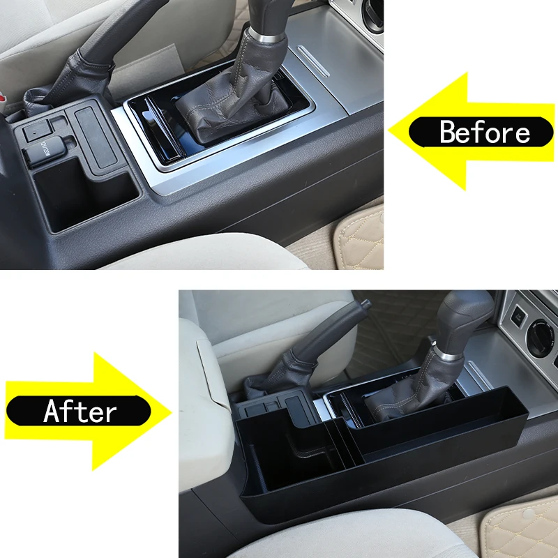 ABS Black Center Console Side Storage Box Multi-Function Mobile Phone Tray For Toyota Land Cruiser Prado FJ150 150 2010-2019