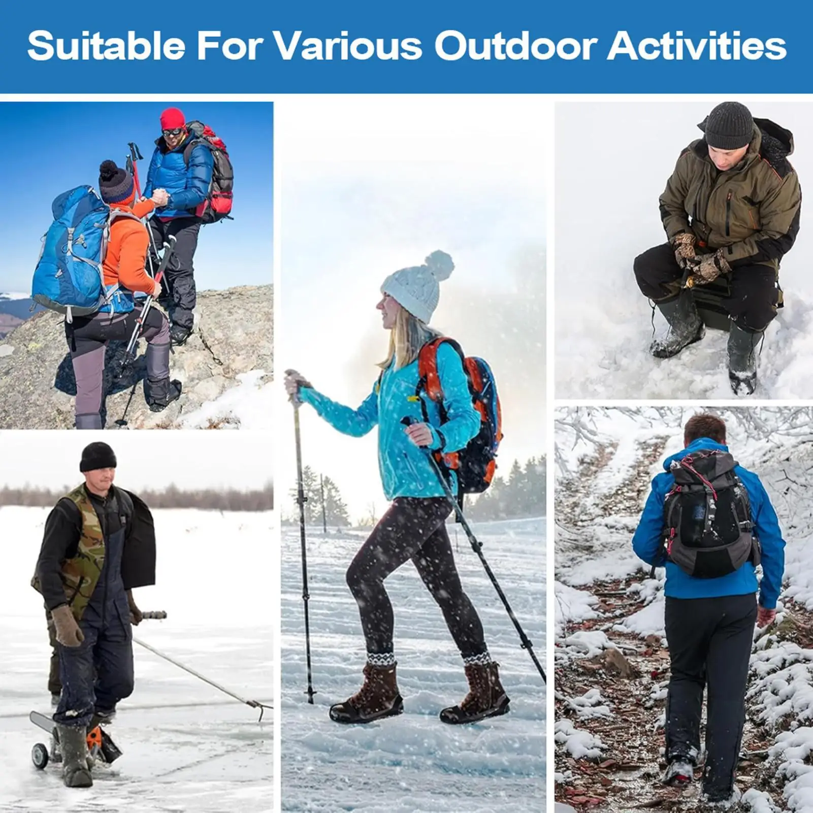 Snow Cleats 7 Spikes Adjustable Non-Slip Grippers Ice Crampons With Reflective Stripes For Outdoor Work Winter Commuting Fishing