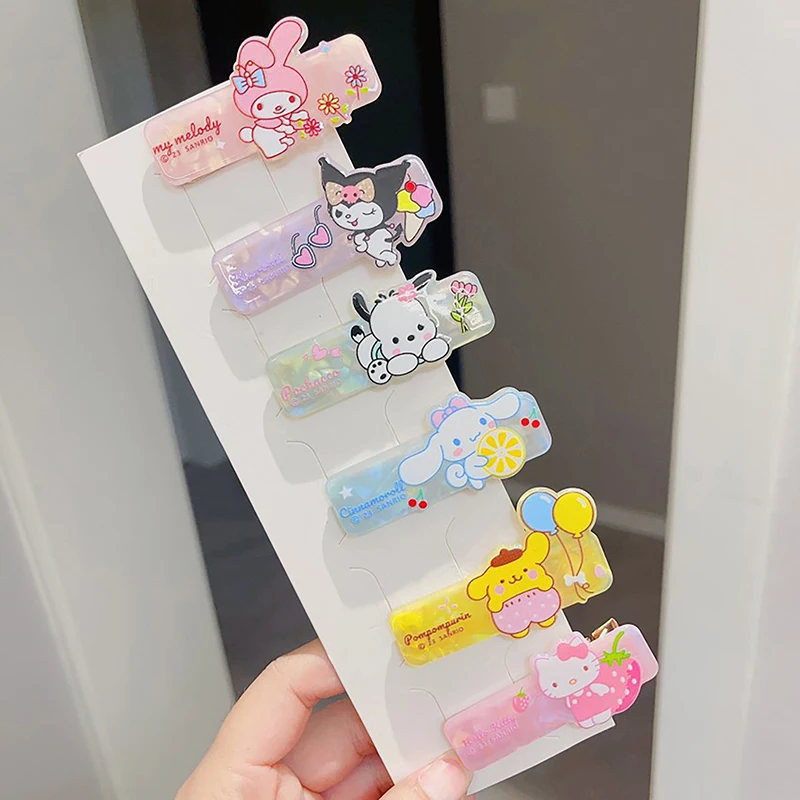 Sanrio Hello Kitty Hairpin para meninas, grampos de cabelo, ornamentos de anime, cocar dos desenhos animados, acessórios de cabelo, presente bonito, 1 par