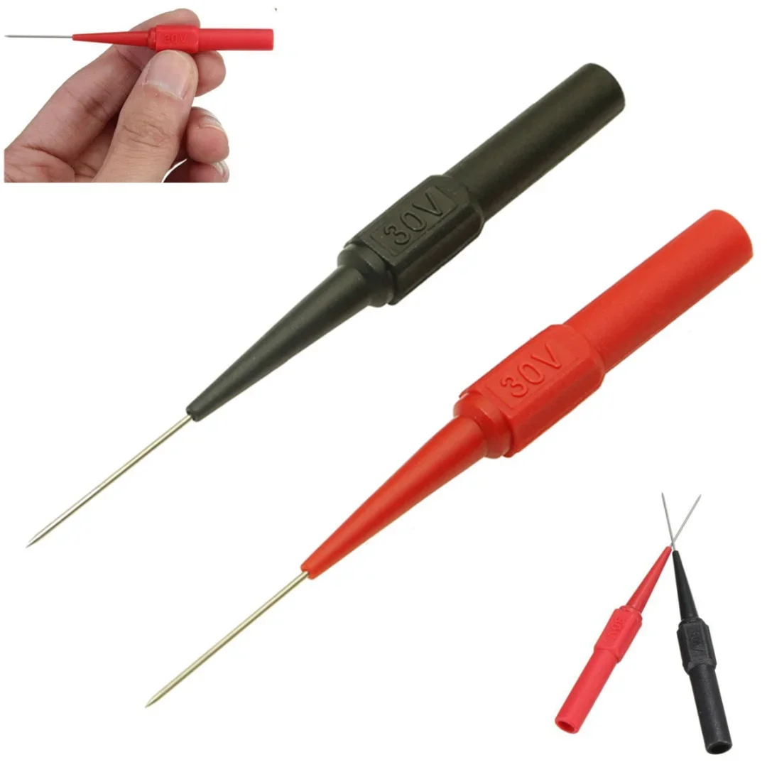 Ago perforante isolante 2 pezzi sonde di prova multimetro Non distruttive rosso/nero 30V-60V per spina a Banana