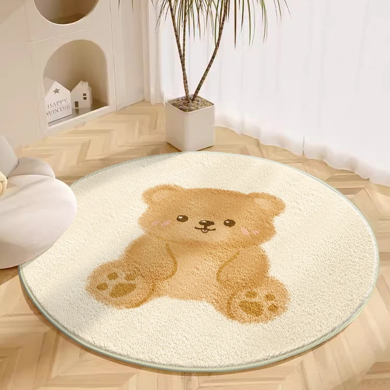 

Adorable Cartoon Round Carpet Comfortable Soft Pretty Bedroom Rug Artistic Creative Living Room Carpets Kawayi Bedside Rugs 양탄자