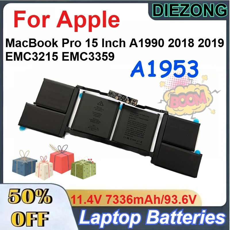 

11.4V 7336mAh/93.6V A1953 Battery for Apple MacBook Pro 15 Inch A1990 2018 2019 EMC3215 EMC3359 Laptop Batteries