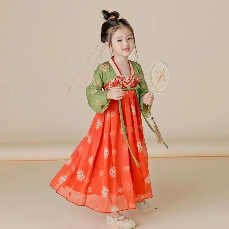 Robe Hanfu chinoise pour filles, style Dunhuang, robe de danse pour enfants, costume de carnaval nickel é, jupe Ru, trempée Tang