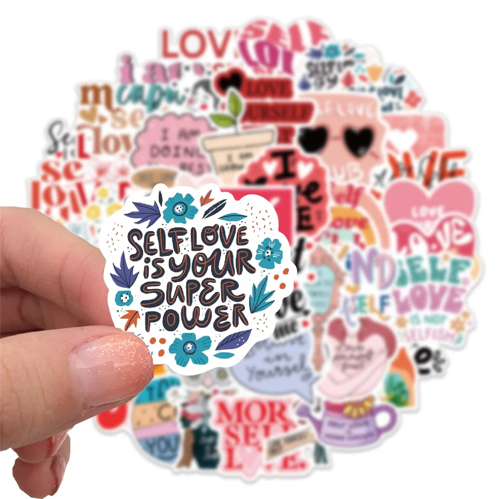 50pcs Aesthetic Motivational Self Love Stickers For Ipad Journal Stationery Kscraft DIY Pink Power Sticker Scrapbooking Supplies