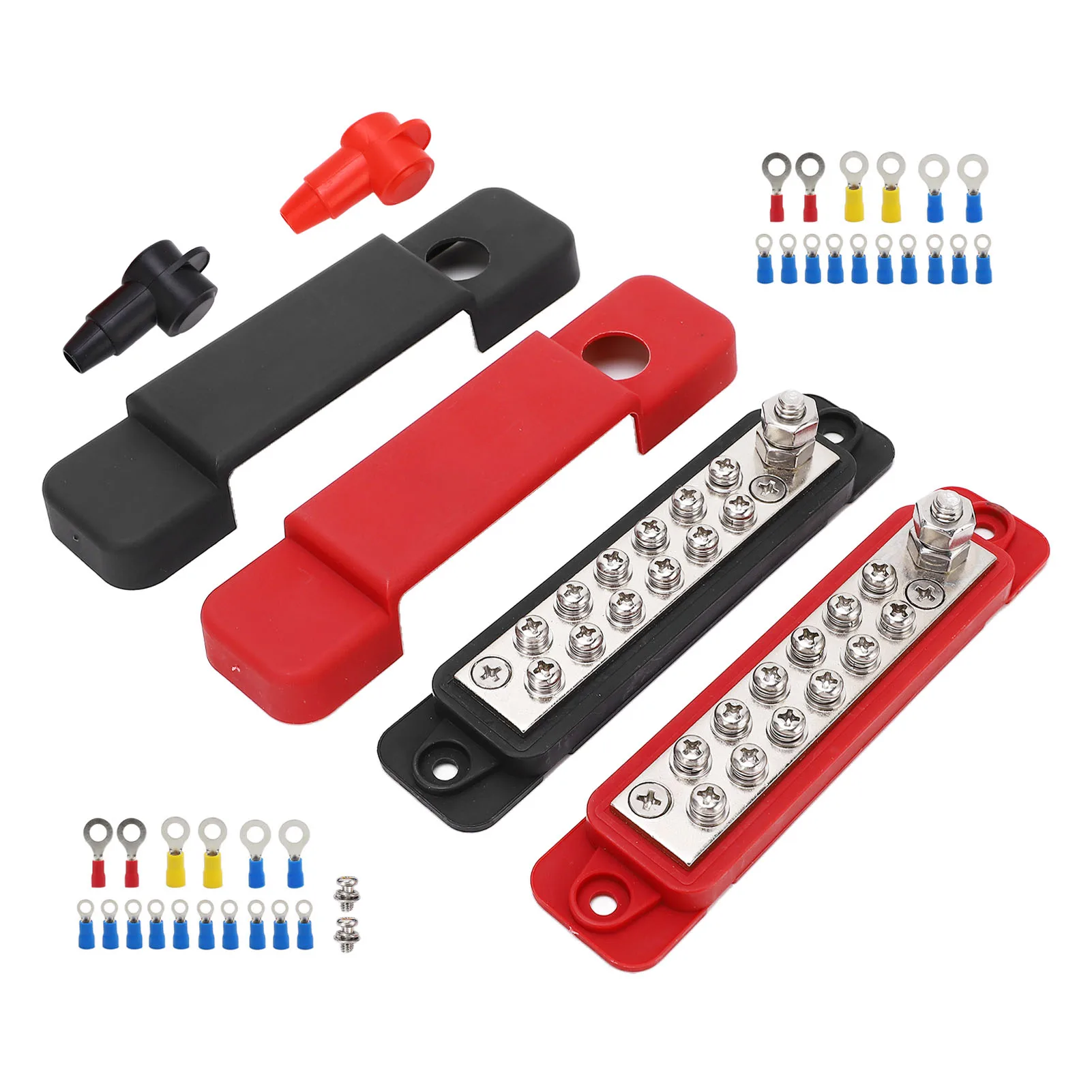 Busbar Power Distribution Block 12 Way 12V 180A Bus Bar with Terminal for Boat Vehicle Screw Terminal Block