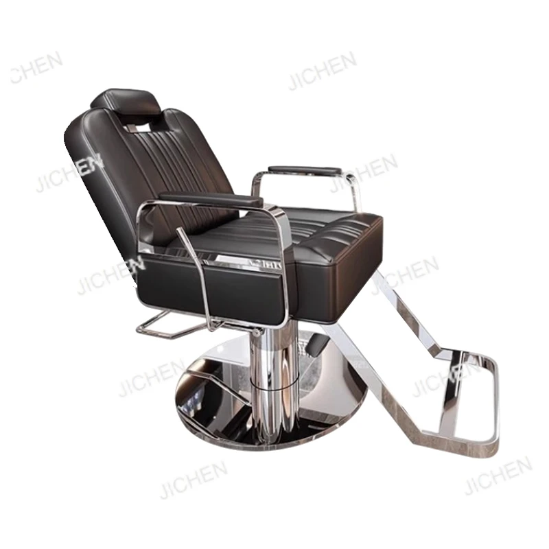 

Barber Chair Durable Metal Furniture Reclining Hydraulic Leather Seat 360 Degree Rotation Height