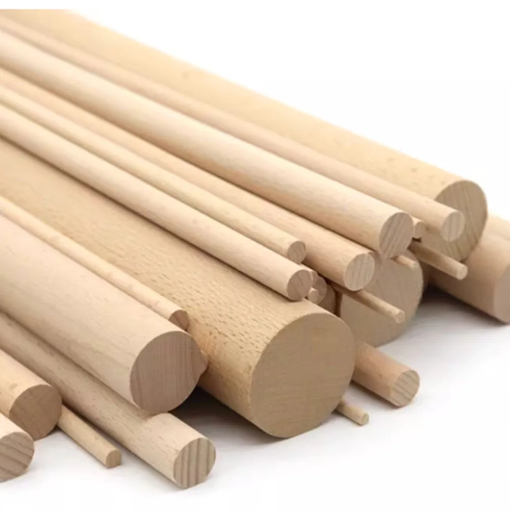 2-4Pcs  Dia14mm Solid Round Wood Length 50mm-400mm DIY Construction Material Building Model Fine Wooden Strips