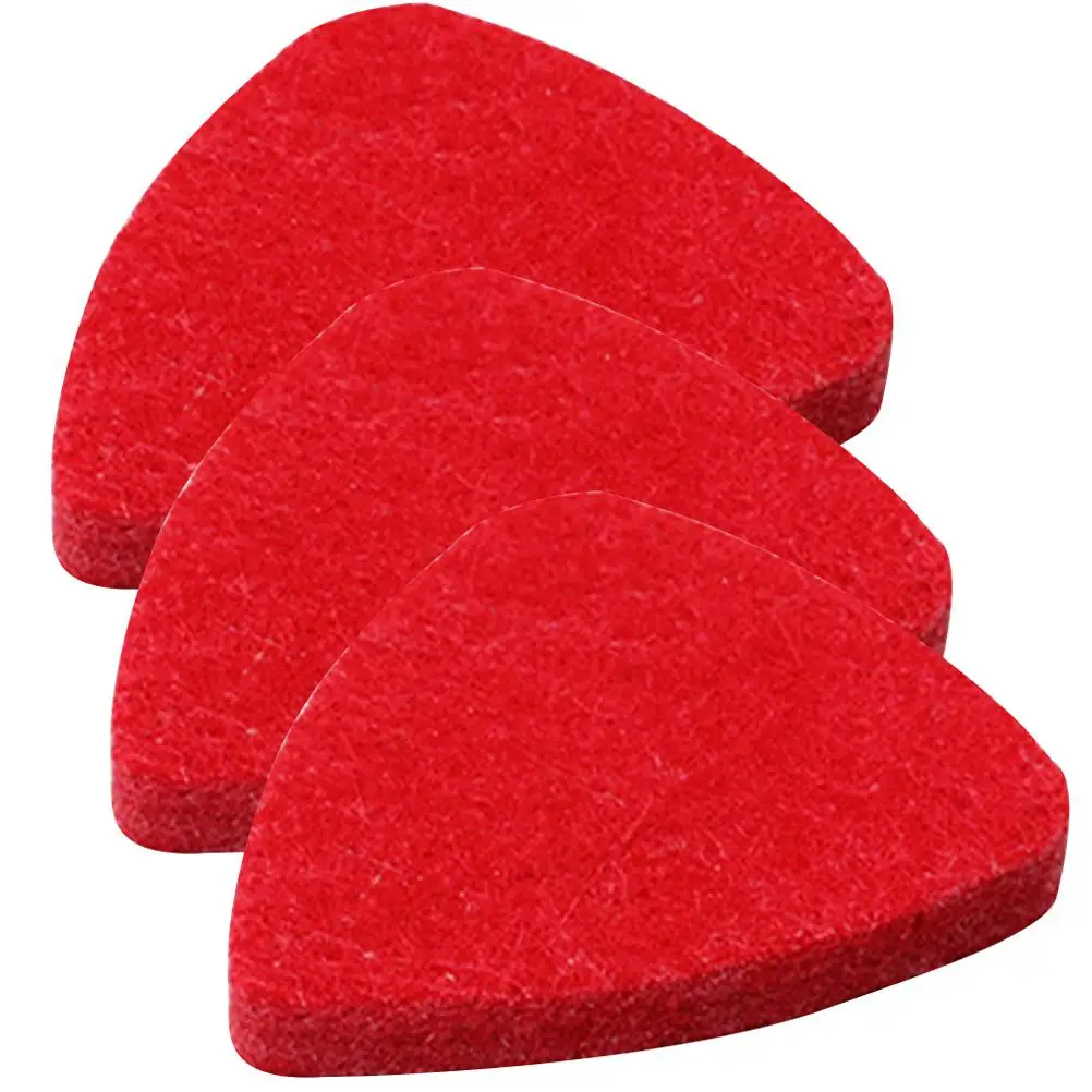 

3 Pcs Wool Felt Picks Guitar Thumb Triangle Red Portable Accessory Unique