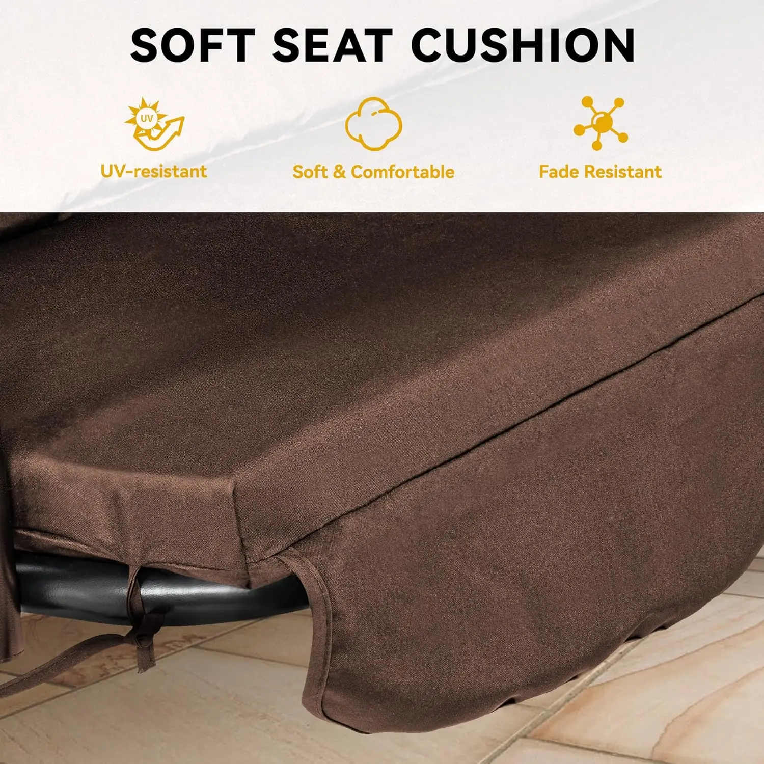 Altalena da patio Altalena per portico anteriore per adulti Altalene per portico a 3 posti con baldacchino regolabile Altalena esterna con cuscino rimovibile