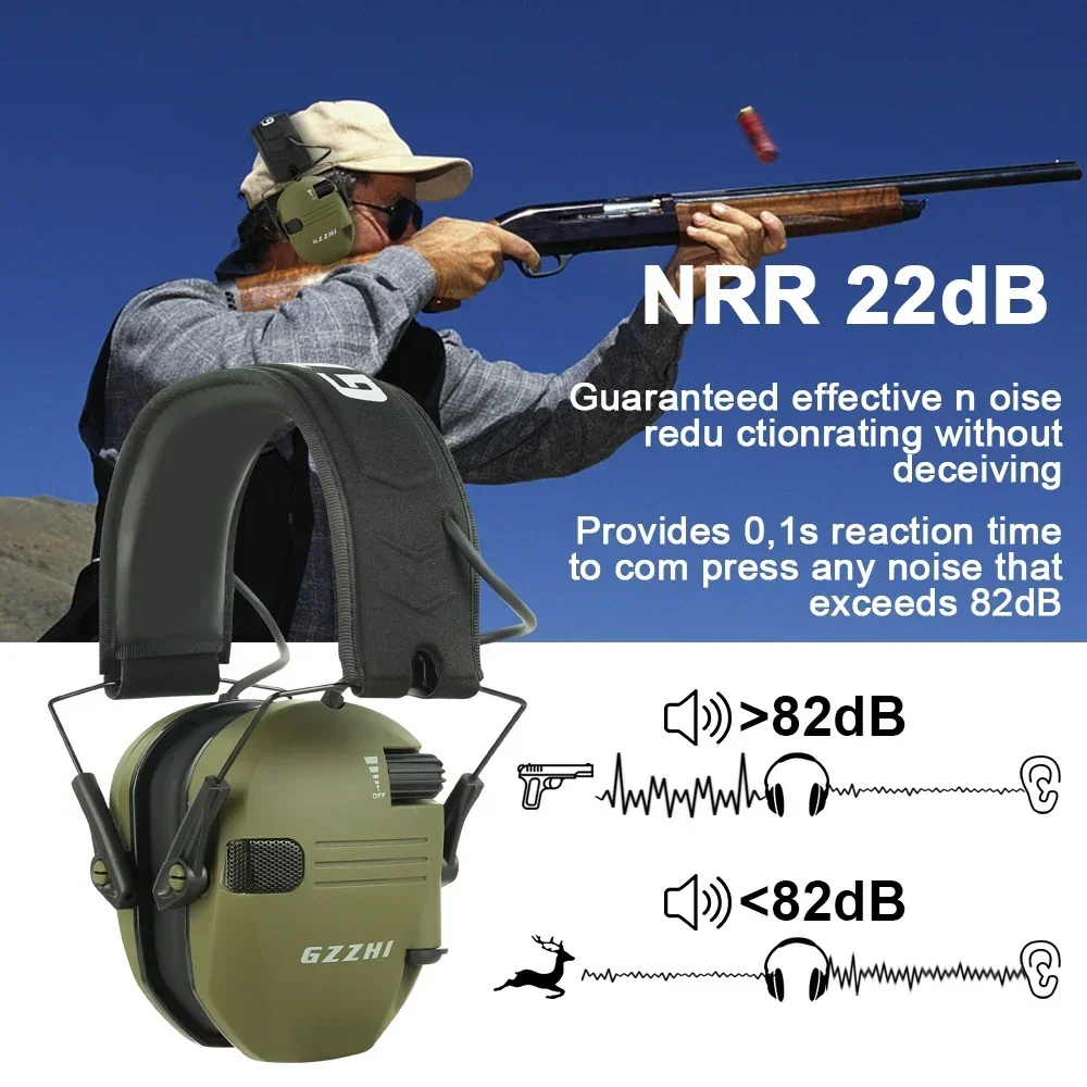 

Earmuffs Active Headphones for Shooting Electronic Hearing Protection Ear Protect Noise Reduction Active Hunting Headphone