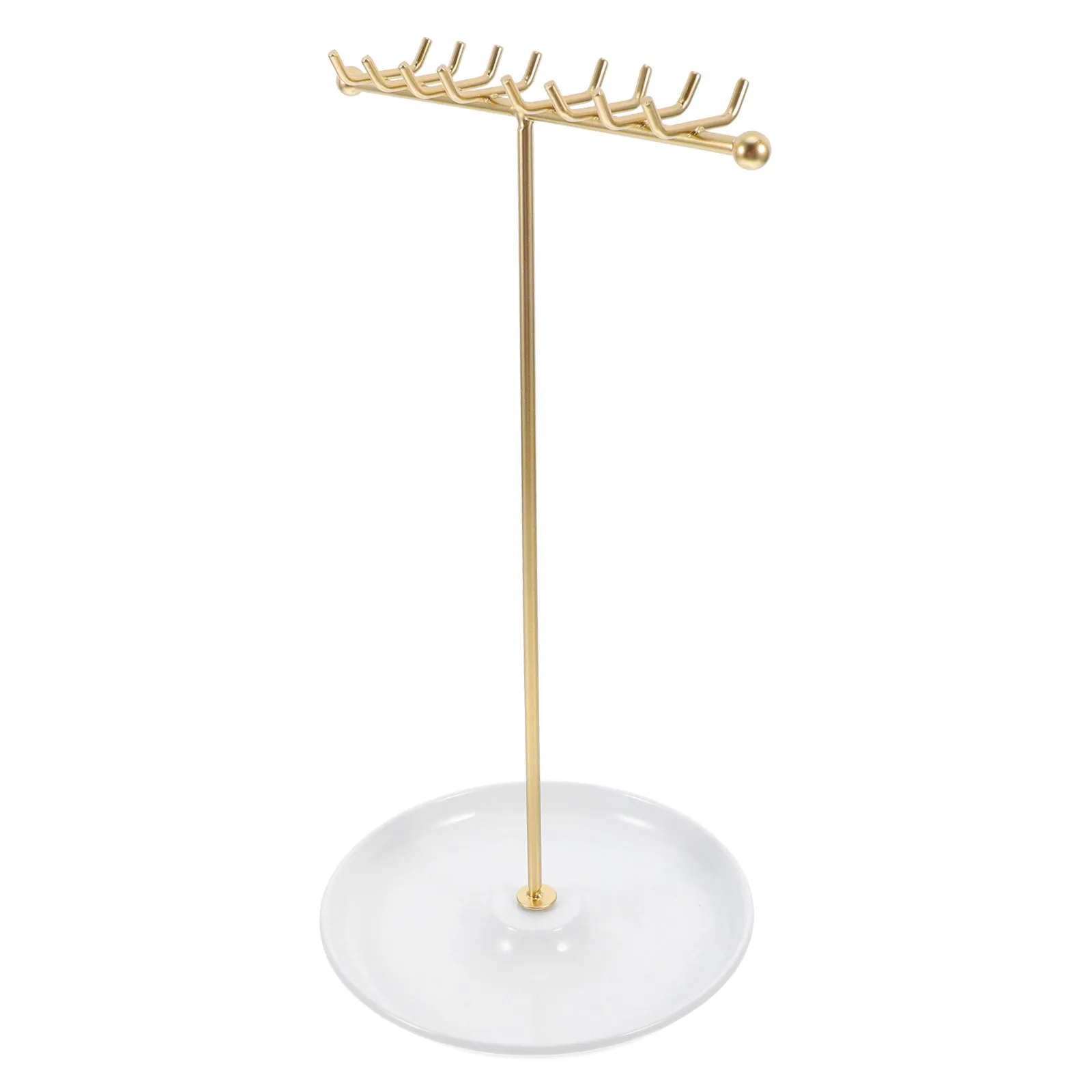 

T Shaped Necklace Jewelry Stand Minimalist Metal Tray Organizer for Necklaces Earrings Rings Bracelets Vanity Display Storage