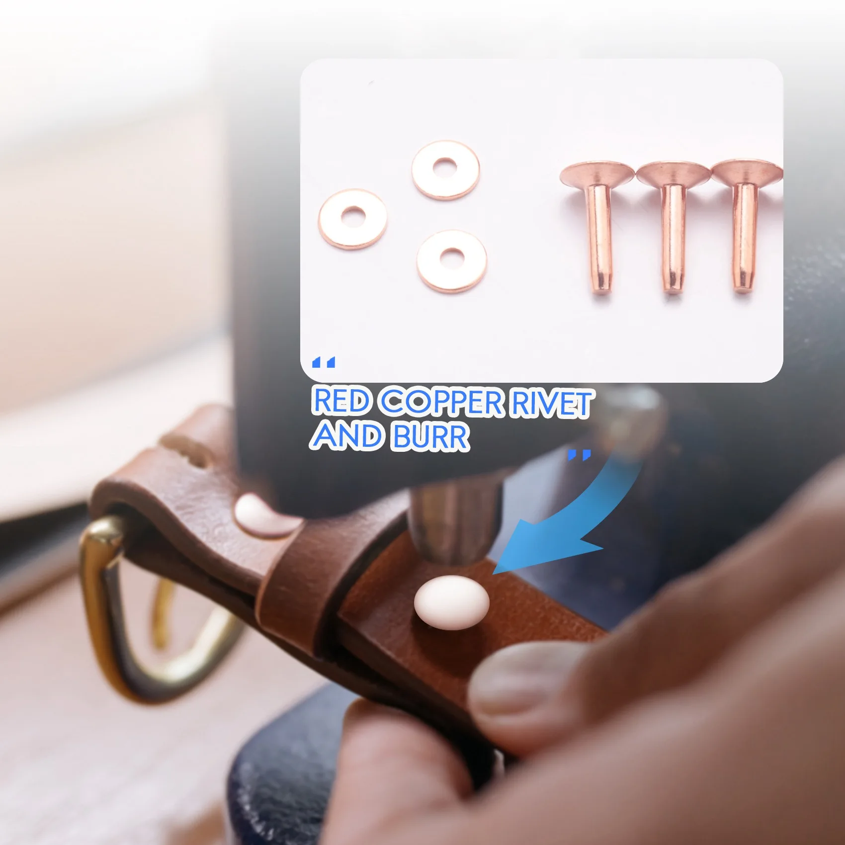 50 Sets of Copper Rivets and Burrs,Leather Belt Wallets, Leather Copper Rivets, Leather DIY Craft Supplies (9/16