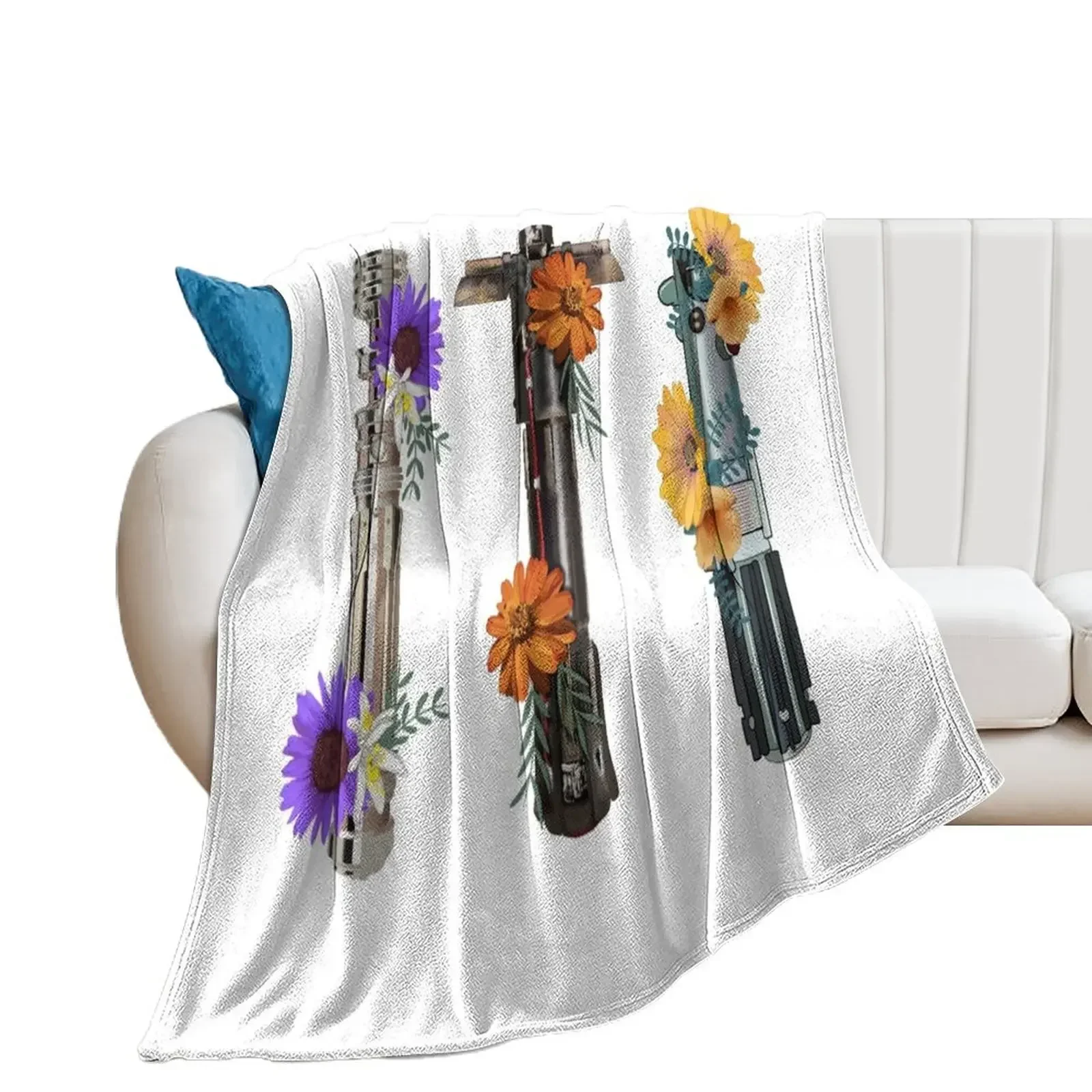 Lightsaber flower collection Throw Blanket Thermals For Travel Weighted Personalized Gift Blankets