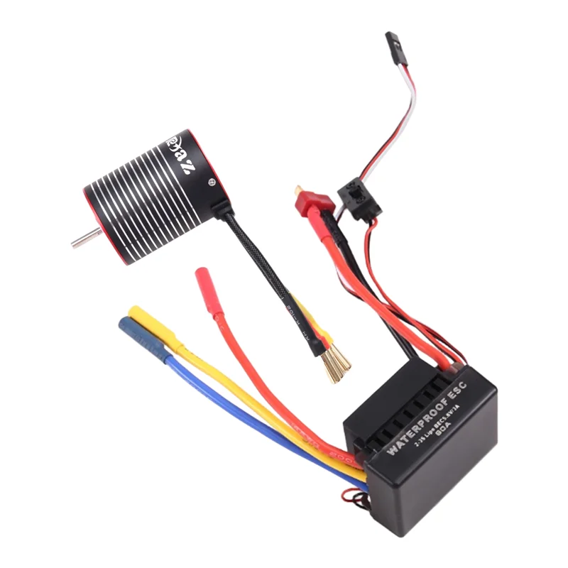 أفضل العروض محرك بدون فرشاة 3650 مقاوم للماء مع مجموعة 60A ESC لقطع غيار شاحنات السيارات RC 1/10