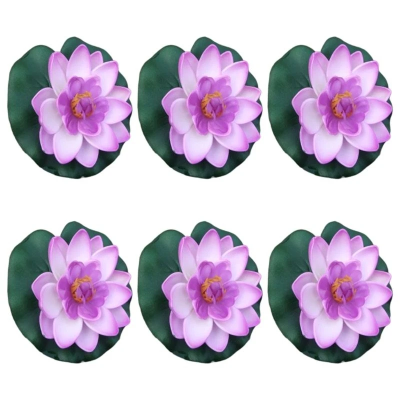 

10CM Realistic Floating Flower with Leaf Pad