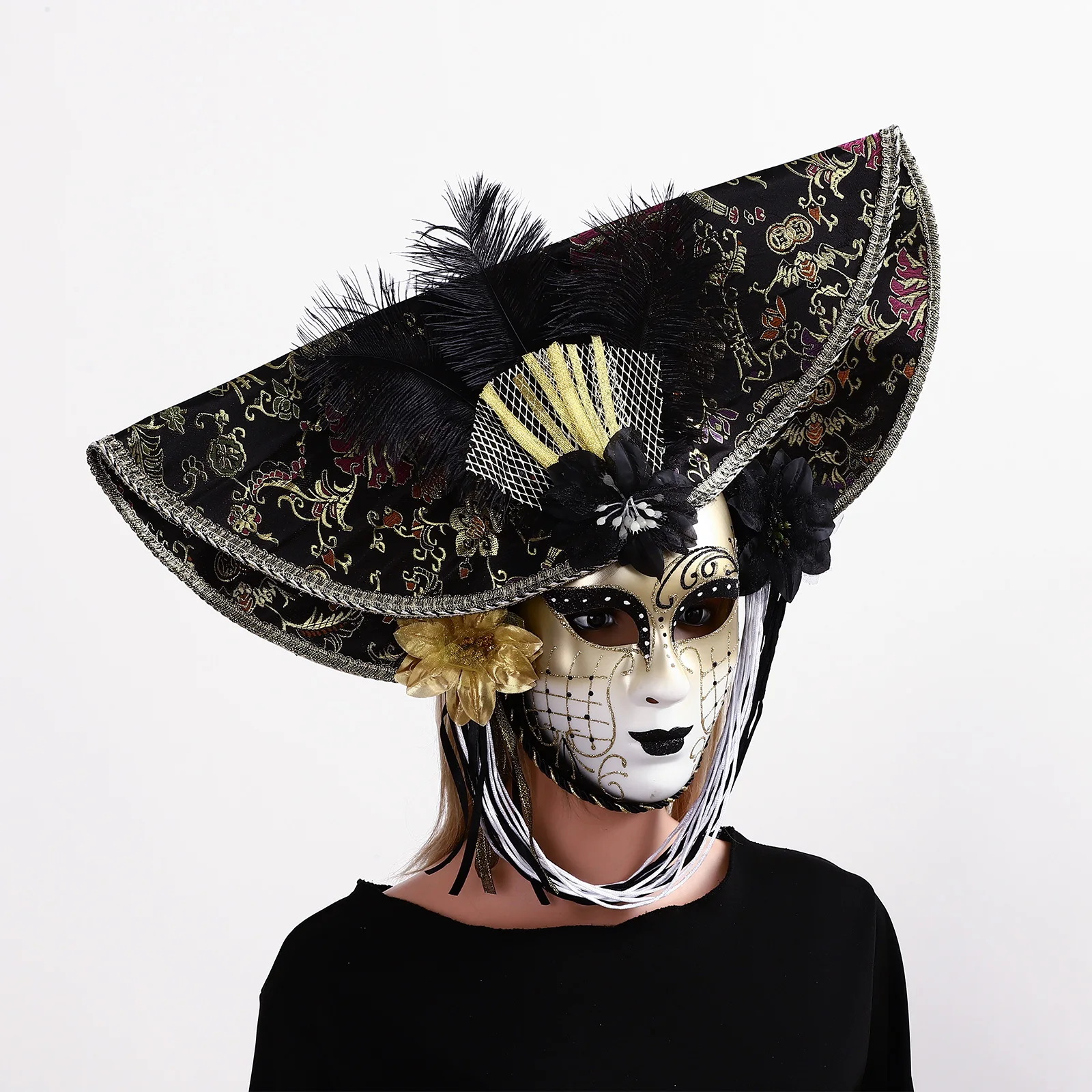 Artistic Mask Women's Handmade Dance Props Personality Full Face Retro Venetian Mask Half Face Men Mask