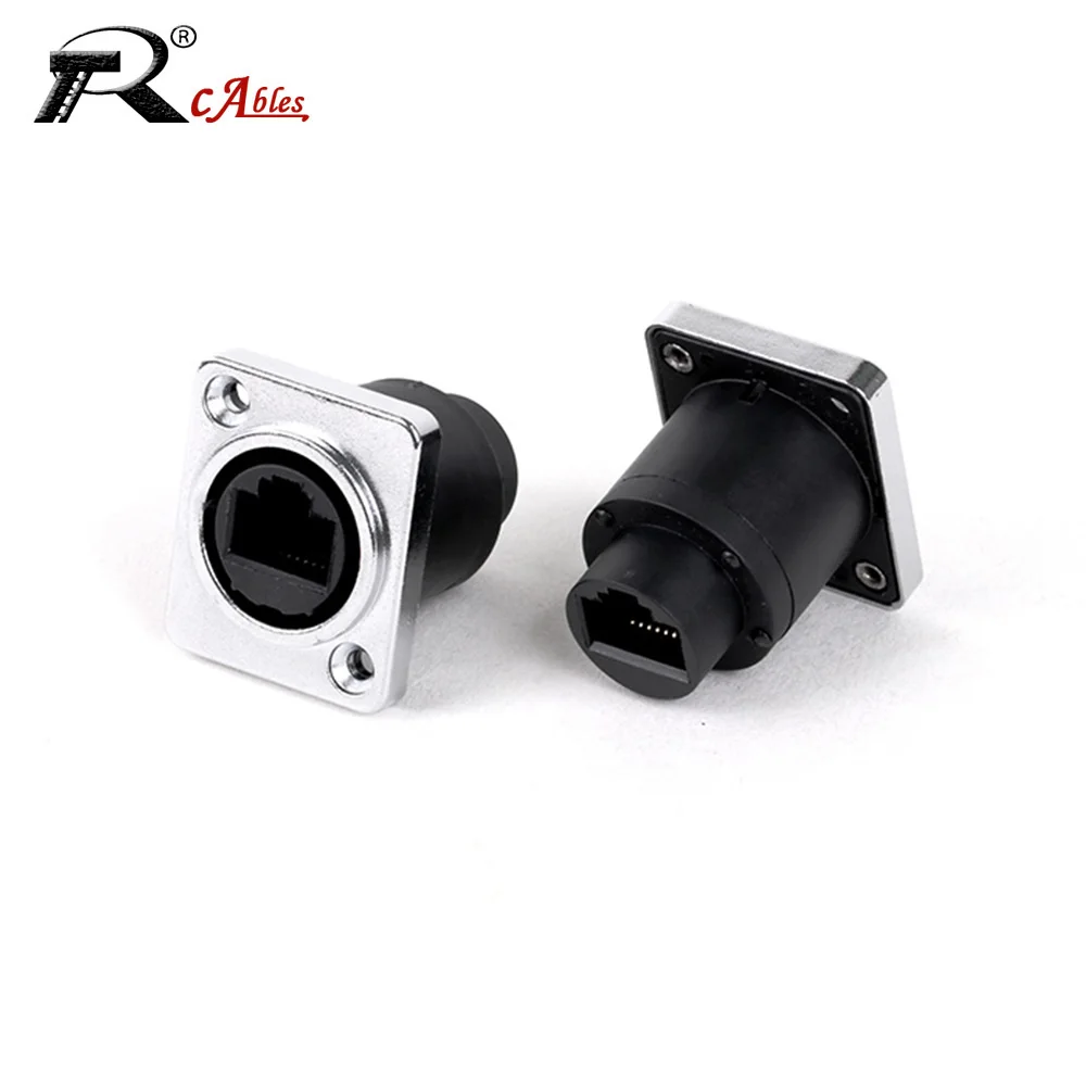 1pc RJ45 CAT5/5E Ethernet Connector,D Type RJ45 8P8C Network Connectors with Rubber Cover,Waterproof Female Panel Mount Socket