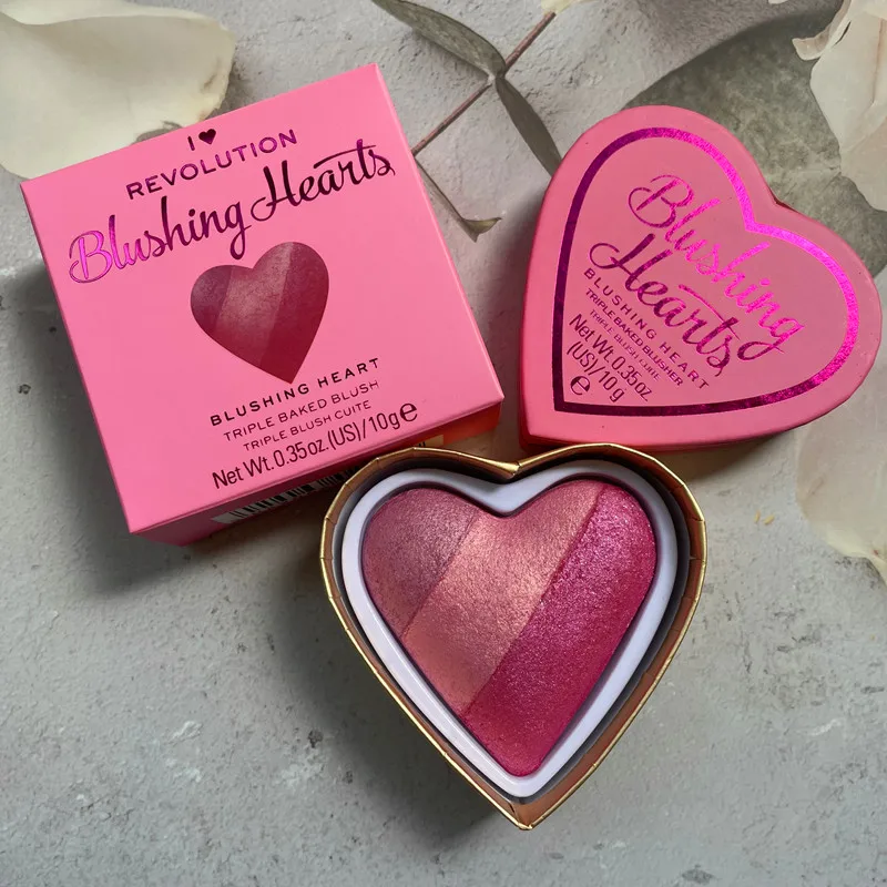 Makeup revolution amor em forma de coração iluminador e contorno sombra de longa duração blush arco-íris sombra rosto maquiagem cosméticos