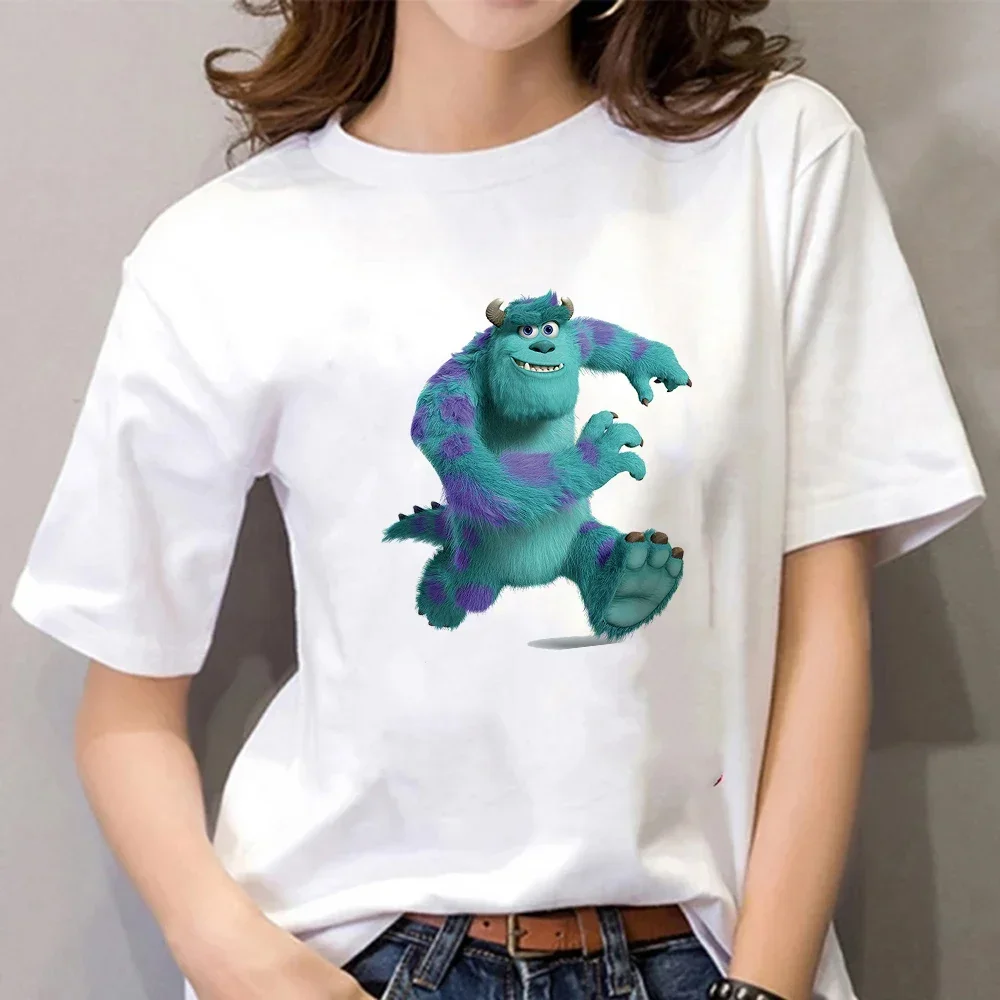 Camiseta estampada de manga corta para mujer, ropa con estampado de la serie de la Universidad de Disney Monster
