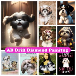Shih Tzu Cute Dog 5D DIY AB Diamond Painting Embroidery Pet Animal Cross Stitch Mosaic Pictures Handmade Home Decor 2023 New