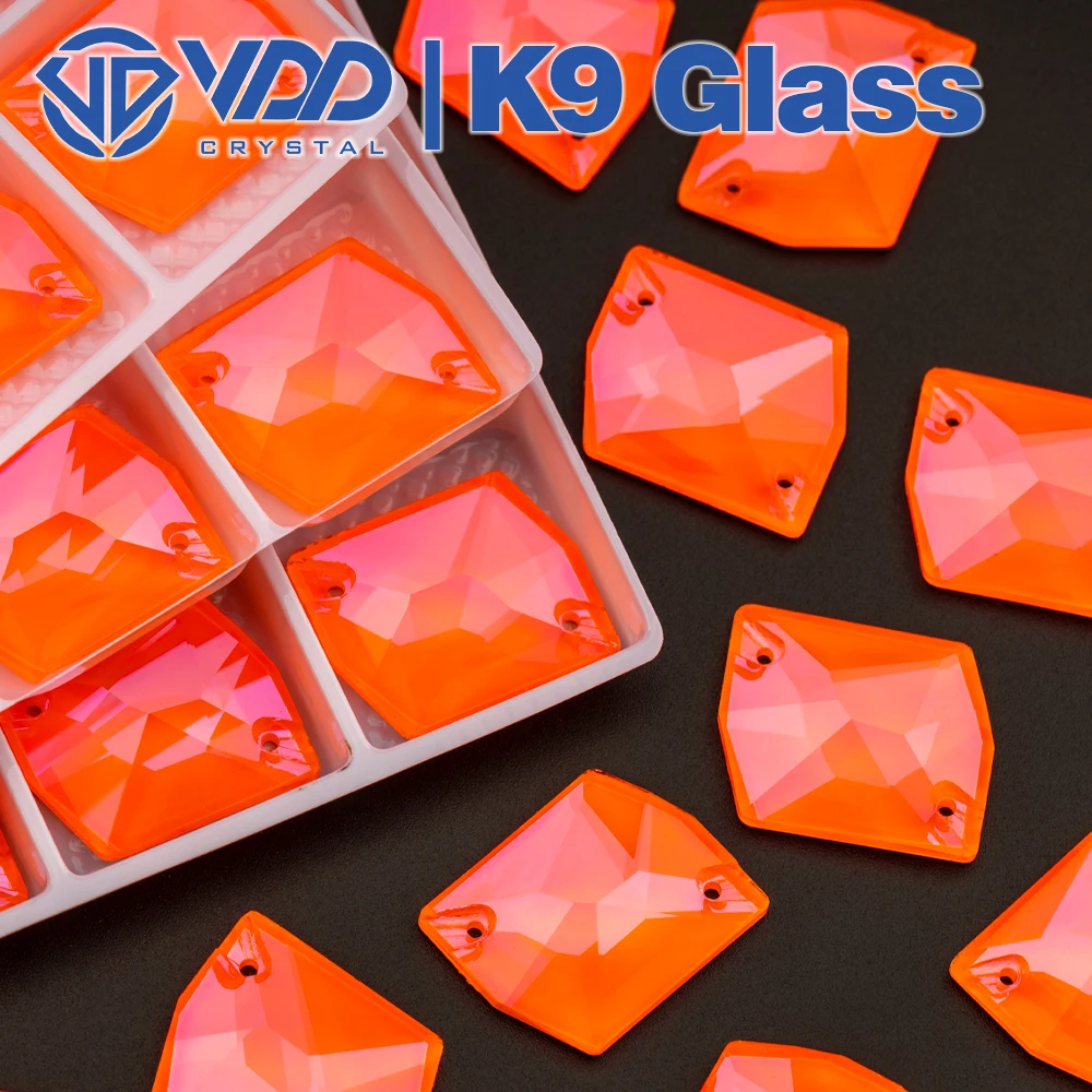 VDD 17x21mm Neon Orange Cosmic Top Quality Glass Sew On Rhinestones Crystal Flatback Stones For Clothes Decoration Wedding Dress