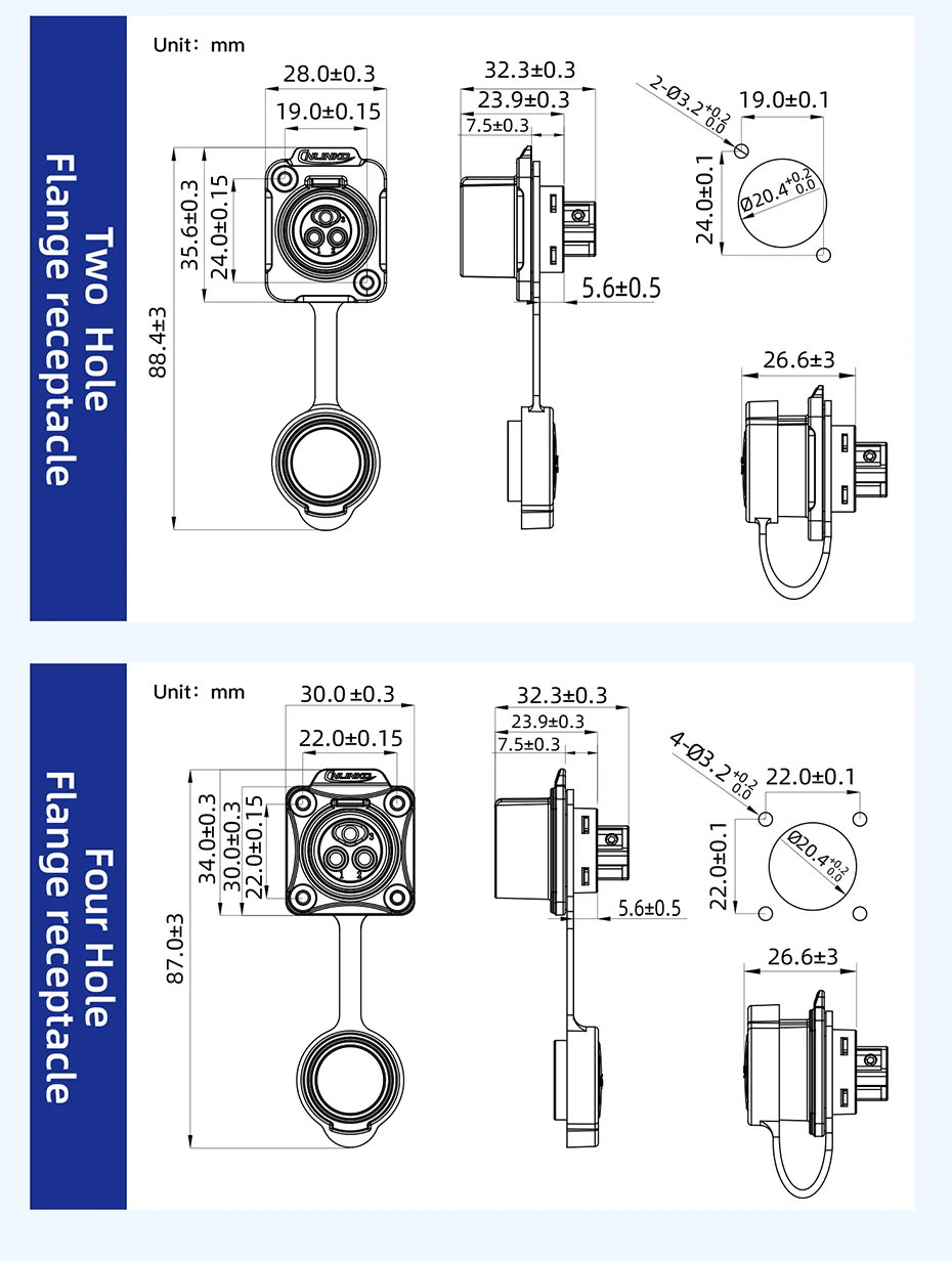 CNLINKO LP20 2-14 Pin 90 ° Rechtwinkliger wasserdichter Steckverbinder IP68, halbmetallisch, Löttyp, Einloch-Panelmontage, Stecker & Buchse – Detail 13