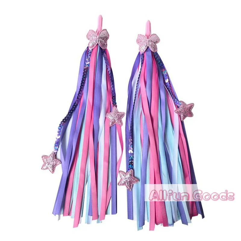 Cintas Decorativas para Manillar de Bicicleta y Patinete para Niños, con Borlas Coloridas y Fluorescentes, Accesorio para Bicicletas Infantiles