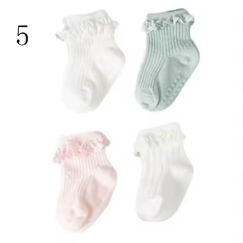 4Pair/lot new baby children's non-slip autumn winter cotton socks solid color baby foot socks - Image 21