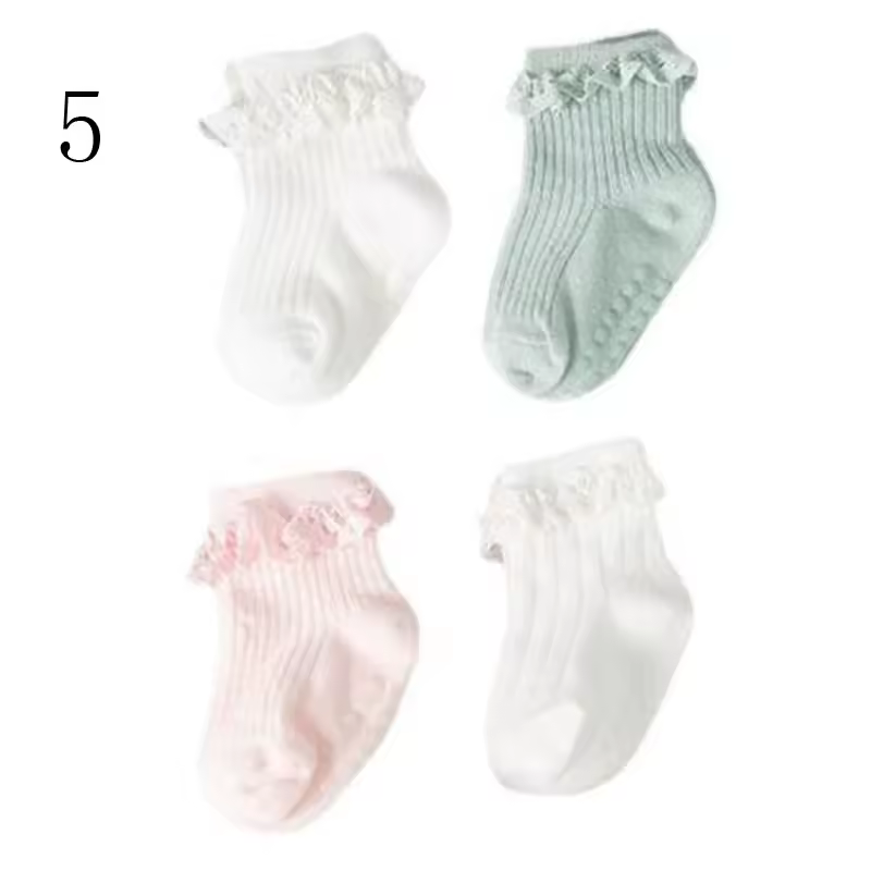 4Pair/lot new baby children's non-slip autumn winter cotton socks solid color baby foot socks - Image 21