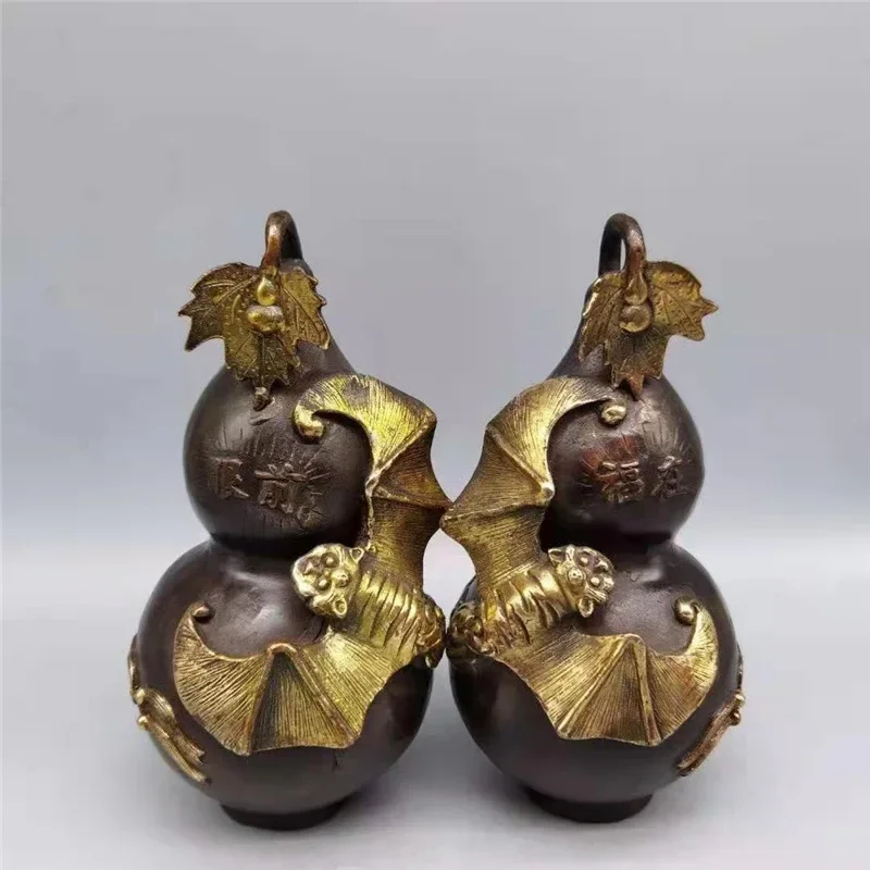 Brass gilded bat gourd ornament