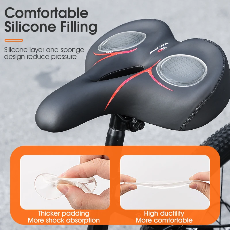 WEST BIKING Comfortable Gel Foam Bicycle Saddle MTB Shock Absorber 30cm Extra Wide Seat Cushion For Commuter Bike Exercise Bike