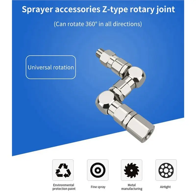 Y17A 6Pcs 1/4 Z-Type Joint Paint Sprayer Pump Accessory 1/4 (M) X 1/4 Inch (F) Z-Swivel 6500PSI Stainless Steel 360° Rotation
