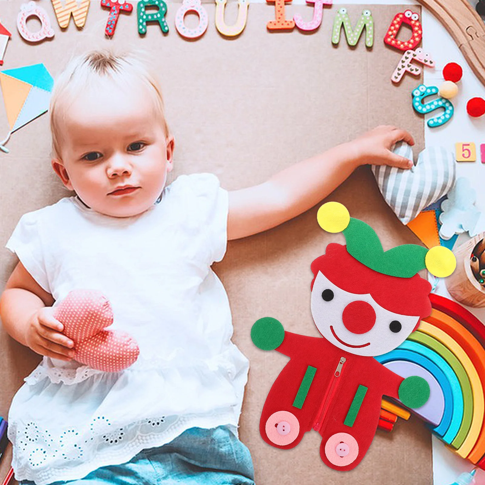 

2 Sets Non-Woven Button Handmade Fabric Covered Buttons For Fine Motor Skills Zipper Practice Tool Sensory Activity Playset